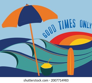 retro summer vibes vector illustration