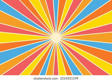 Retro sun background. Abstract summer pattern. Vector illustration