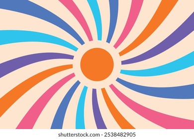 Arrière-plan soleil rétro. Conception Sunburst. Illustration vectorielle