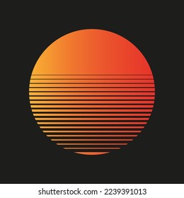 retro sun black background. Music poster. Vector illustration. Stock image.