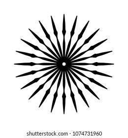 Retro Sun burst shape. Vintage logo, label, badge. Vector design element, isolated. Minimal black firework burst.