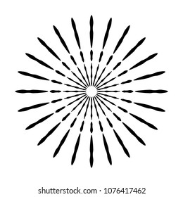 Retro Sun burst shape. Vintage logo, label, badge. Vector design element, isolated. Minimal black firework burst.