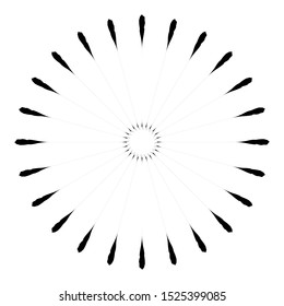 Retro Sun Burst Shape. Vintage logo, labels, badges. Vector design element isolated. Minimal black firework burst.