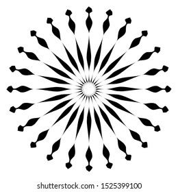 Retro Sun Burst Shape. Vintage logo, labels, badges. Vector design element isolated. Minimal black firework burst.