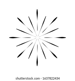 Retro sun Burst shape and vintage sunburst explosion. Light rays of burst. Vintage logo, labels, badges. Geometric shapes stars and vector design element isolated. Minimal black firework burst.