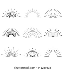 Retro Sun burst shapes. Vintage  logo, labels, badges.Vector firework design elements isolated. Sun burst light logo.
