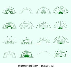 Retro Sun burst shapes. Vintage logo, labels, badges. Vector design elements isolated. Minimal black firework burst.