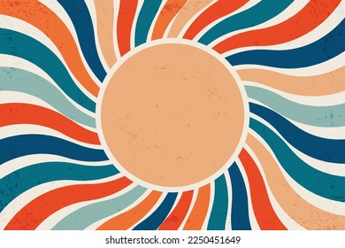 Retro sun burst vintage background. Swirl wallpaper with grunge. Spiral rays circus illustration for banner, poster, frame and backdrop. Vector twisted design.