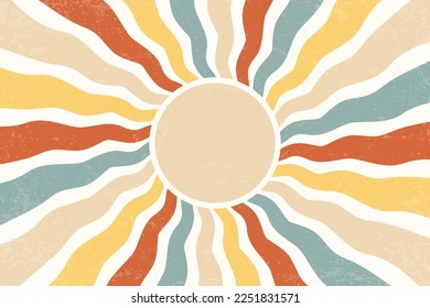 Retro sun burst vintage background. Swirl wallpaper with grunge. Spiral rays circus illustration for banner, poster, frame and backdrop. Vector twisted design.