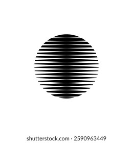 A retro sun design featuring a circle with horizontal geometric lines, capturing the vibrant eighties and nineties style.