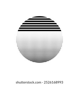 Retro sun emblem circle. Old vintage sunrise sunset design logo.