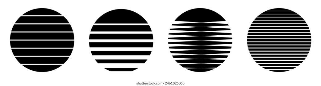 Retro sun emblem vector circle. Old vintage sunrise sunset design logo.
