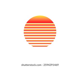 A retro sun with a geometric shape, inspired by the bright and vibrant styles of the 1980s and 1990s.