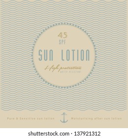 Retro Sun Lotion Label Design / retro, vintage style with anchor