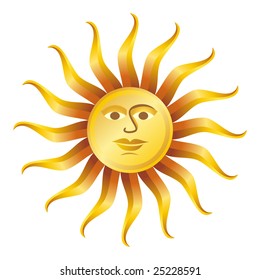 Retro sun on white, vector illustration