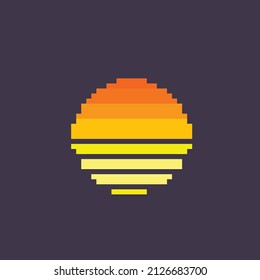 retro sun in pixel style