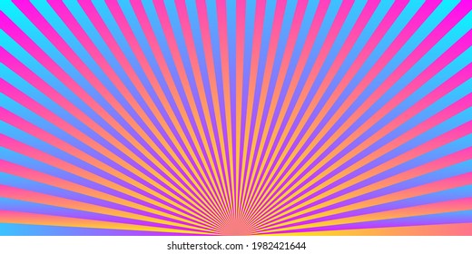 Retro sun rays gradient bright color vector illustration