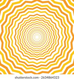 Retro sun rays sunburst abstract yellow background vintage wavy swirl sunrise grunge rough texture pattern radial spiral stripes groovy sunshine beam distressed circus carnival vector eps10