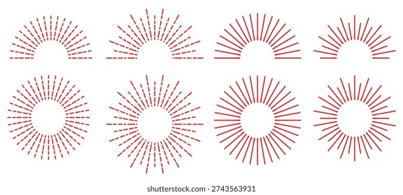 Retro sun set speed trail Sunburst icon collection vector Art Illustrations