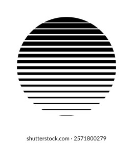 Retro sun sunset in style of 80s, 90s. Black sun with striped gradient lines isolated on white. Abstract vintage futuristic vector illustration for cyberpunk, disco, music party, games.