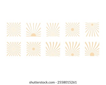 Retro Sunbrush Design Element Set