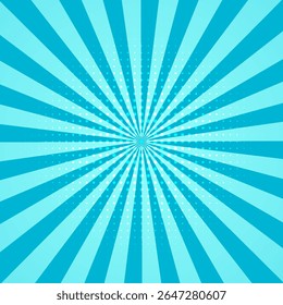Arrière-plan rétro Sunburst. Motif d'Image vectorielle centré bleu, lignes de soleil avec des points . Illustration de Flat Rays. Template brillante pour votre conception, arrière-plan harmonieux étoile