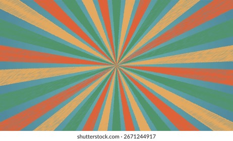 Retro Sunburst Background with Colorful Radial Rays