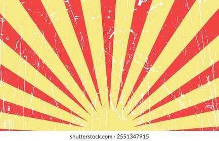  Retro Sunburst Background with Distressed Texture - Vintage Style Graphic.