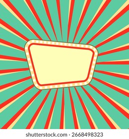 Retro Sunburst Background With Frame