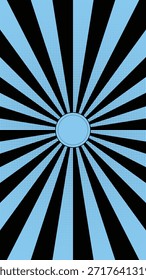 Fondo retro de rayos de sol con puntos de semitono y líneas radiales en azul y negro