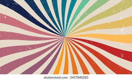 Retro Sunburst Hintergrund mit organischen Formen. Klassische bunte Streifen Banner, Hintergrund und Bildschirmhintergrund Vektorgrafik, Vektorillustration.