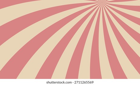 Retro sunburst background with radial lines in pink and beige colors