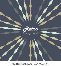 retro sunburst background with radial stripes and curved rays. 70s starburst vector with concentric lines and triangle accents, perfect for posters, t‑shirts, web banners, flyers, and retro design
