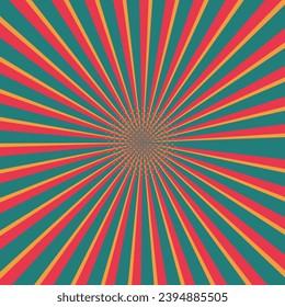 Retro sunburst background stripes pattern concept. Comic pop art poster design. Vector illustration