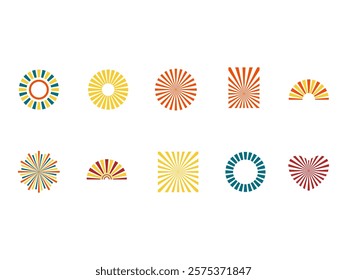 Retro Sunburst Decoration Element Set