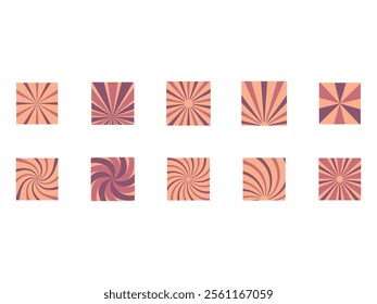 Retro Sunburst Design Element Set