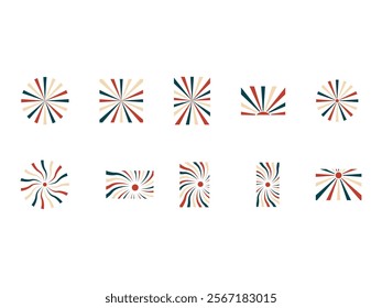 Retro Sunburst Design Element Set