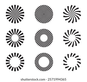 Retro Sunburst icon set, radial Sunburst element, Vintage sunburst Fireworks design isolated, Sunrise rays light burst line shine sunshine sunbeam vintage border symbol.