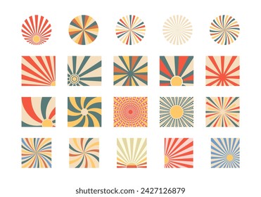 Retro Sunburst Illustration Element Set