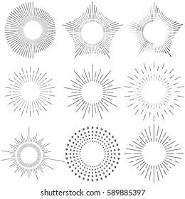 Retro sunburst, isolated sun rays. Flat design, vector illustration, vector.