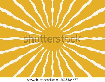 Retro Sunburst Pattern in Golden Yellow. Vibrant Sunburst Graphic for Summer Vibes, Simple Sunburst Illustration with Warm Tones, Perfect for Posters, Sublimation, Digital Art, and Retro Decor