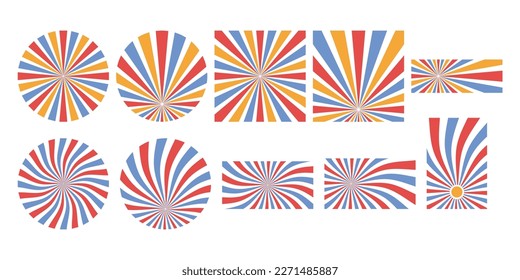 Retro Sunburst Pattern Vector Set