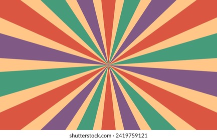 retro sunburst pop art background with vintage color radial lines pattern