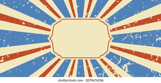 retro sunburst rays colorful background with grunge effect