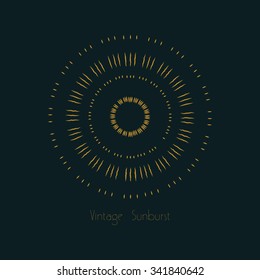 Retro sunburst shape for your design. Vintage light Rays. Hand-drawn vector design element.