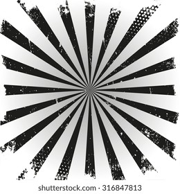 Retro sunburst vector background. Black and white design element