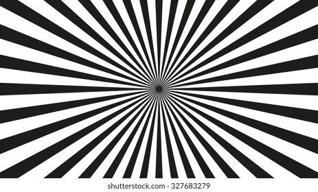 Retro sunburst vector background. Grunge design element. Black and white backdrop.