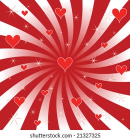 retro sunburst vector with hearts