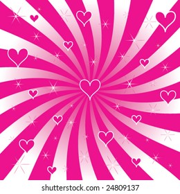 retro sunburst vector with hearts