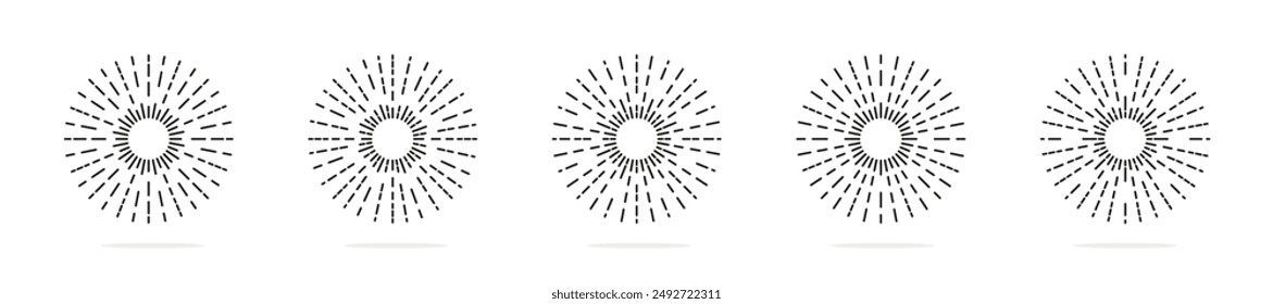 Retro sunburst. Vintage sunbeam collection. Retro sunburst vector icon set. Radial sun beams. 